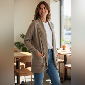 Barefoot Dreams CozyChic® Open Front Pocket Cardigan Taupe | MSRP $138 🤎✨
